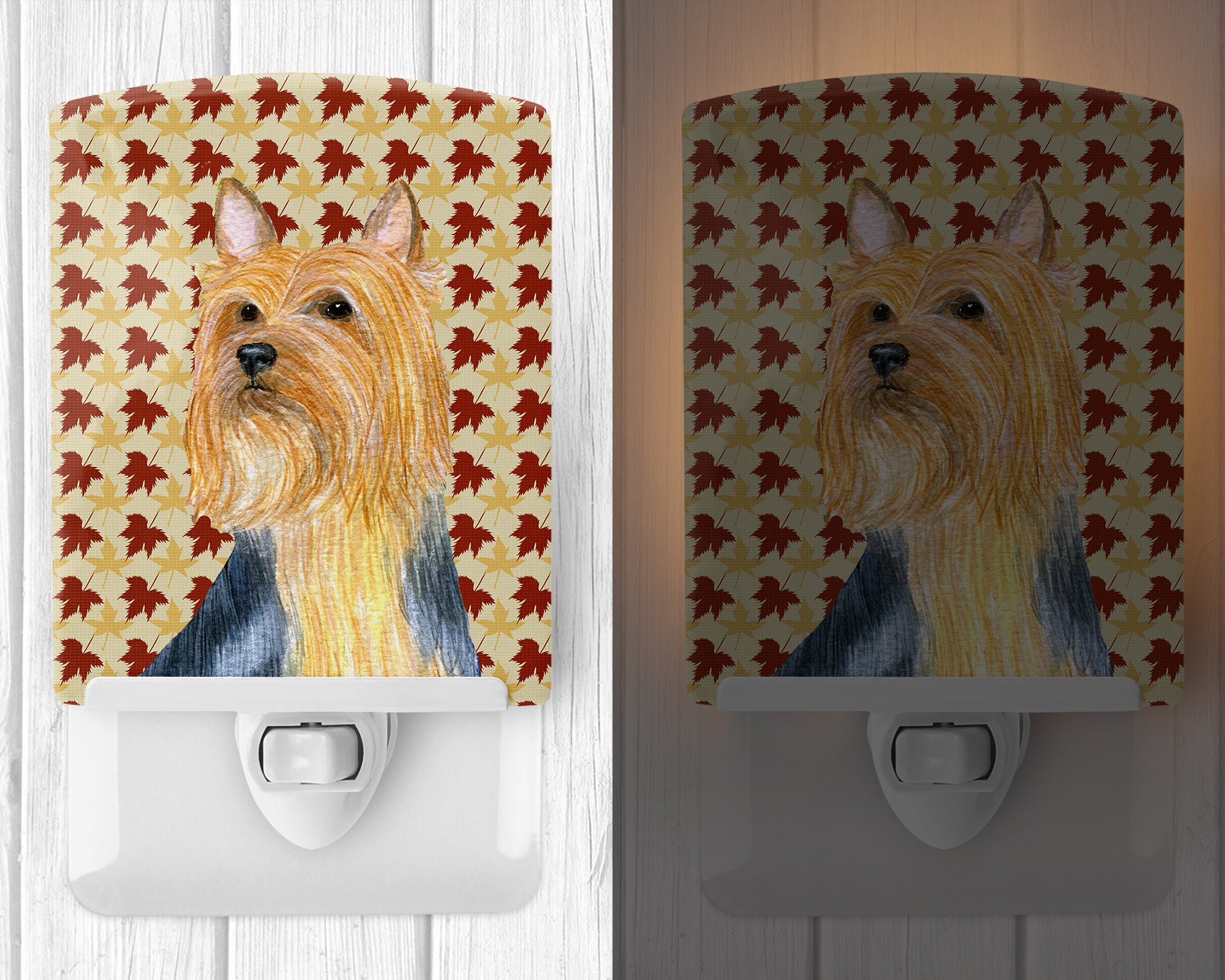 Silky Terrier Fall Leaves Portrait Ceramic Night Light LH9091CNL - the-store.com