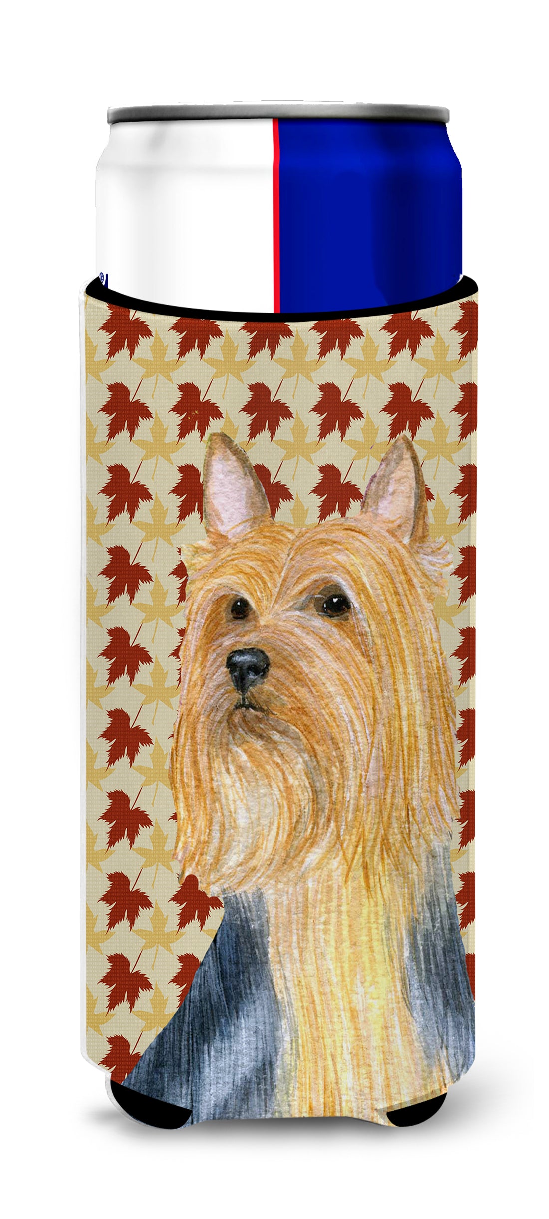 Silky Terrier Fall Leaves Portrait Ultra Beverage Insulators for slim cans LH9091MUK.