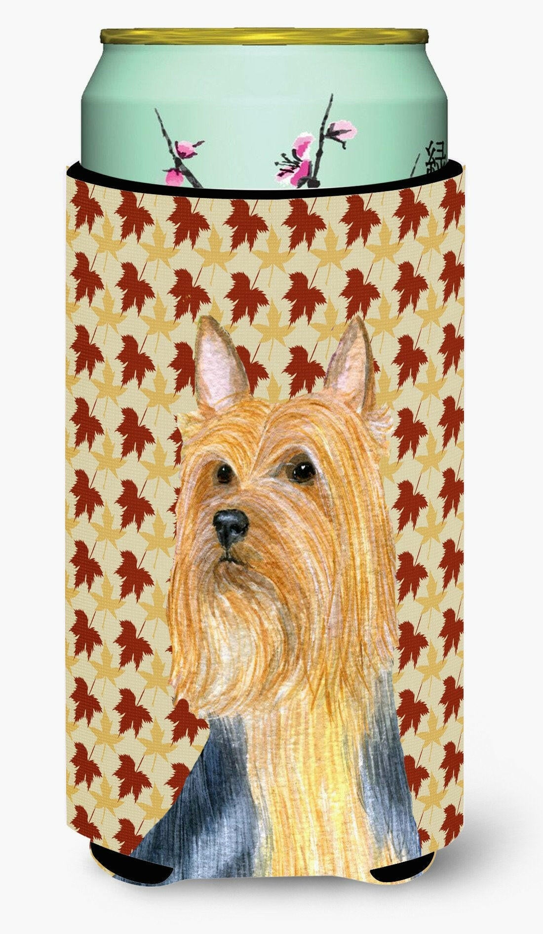 Silky Terrier Fall Leaves Portrait  Tall Boy Beverage Insulator Beverage Insulator Hugger by Caroline's Treasures