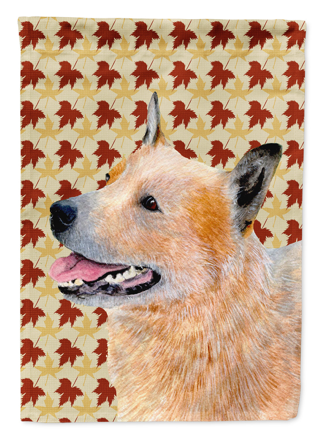 Australian Cattle Dog Fall Leaves Portrait Flag Garden Size.