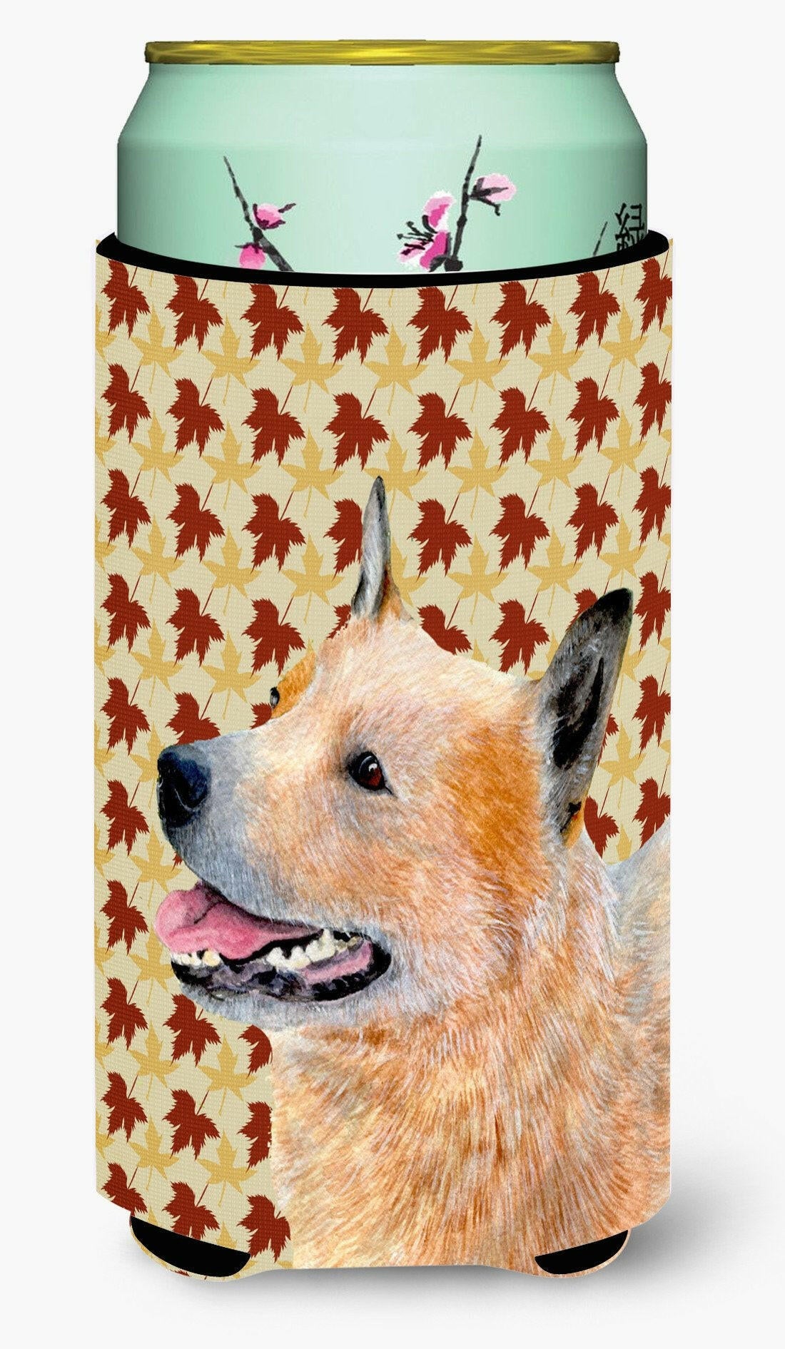 Australian Cattle Dog Fall Leaves Portrait  Tall Boy Beverage Insulator Beverage Insulator Hugger by Caroline&#39;s Treasures