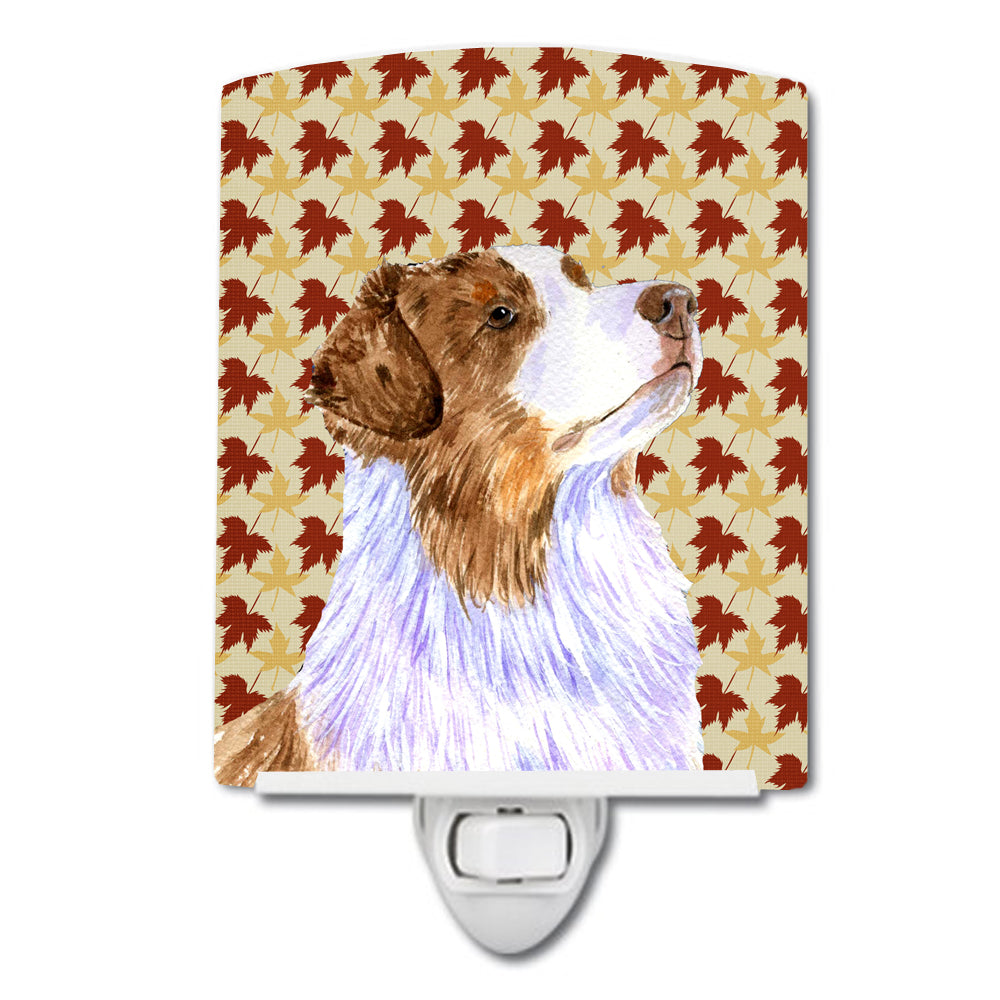 Australian Shepherd Fall Leaves Portrait Ceramic Night Light LH9093CNL - the-store.com