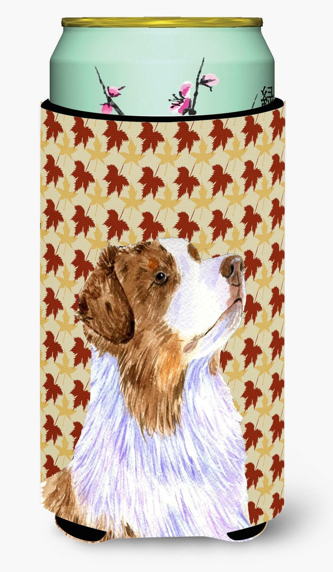 Australian Shepherd Fall Leaves Portrait  Tall Boy Beverage Insulator Beverage Insulator Hugger by Caroline&#39;s Treasures