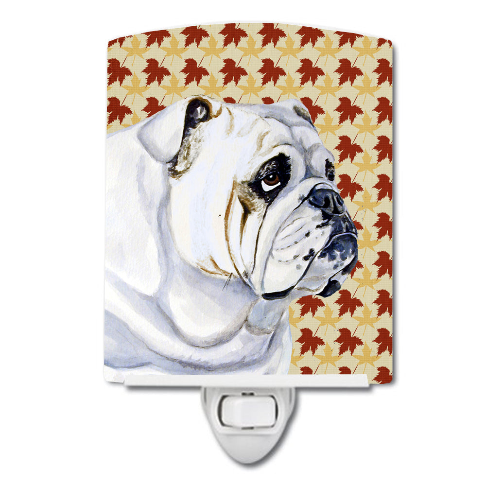 Bulldog English Fall Leaves Portrait Ceramic Night Light LH9094CNL - the-store.com