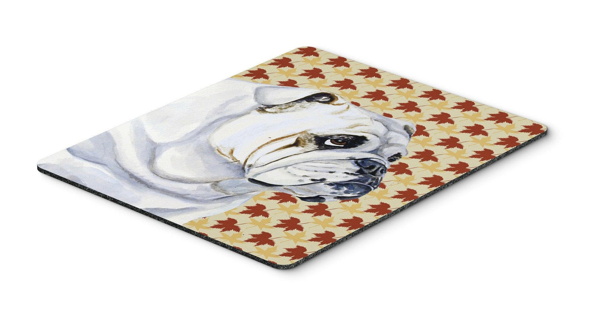 Bulldog English Fall Leaves Portrait Mouse Pad, Hot Pad or Trivet by Caroline's Treasures