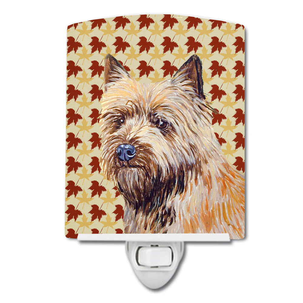 Cairn Terrier Fall Leaves Portrait Ceramic Night Light LH9095CNL - the-store.com