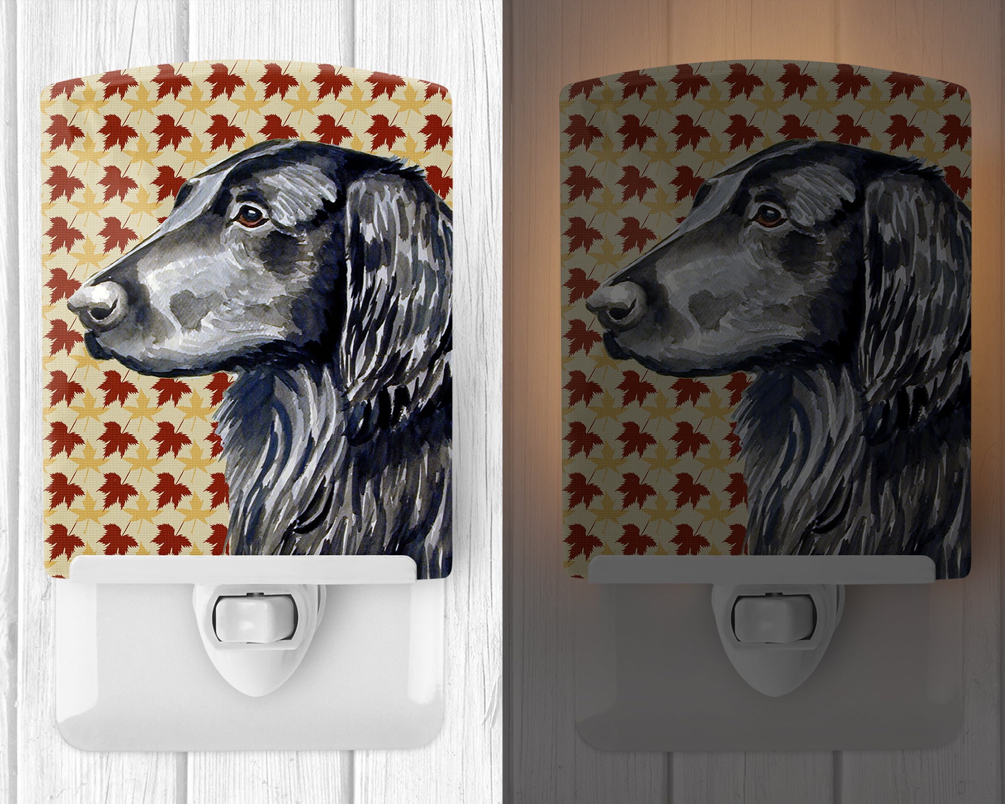 Flat Coated Retriever Fall Leaves Portrait Ceramic Night Light LH9096CNL - the-store.com