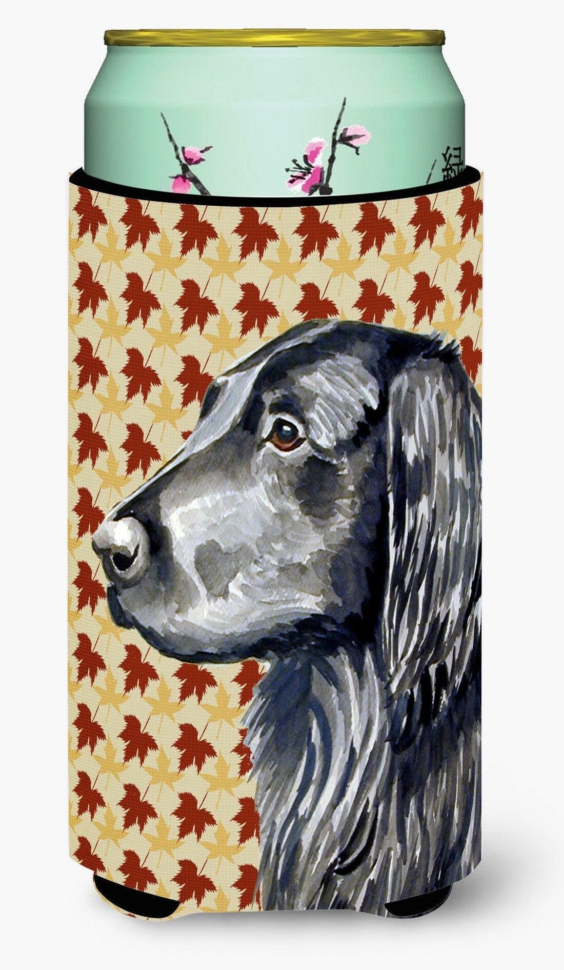 Flat Coated Retriever Fall Leaves Portrait  Tall Boy Beverage Insulator Beverage Insulator Hugger by Caroline&#39;s Treasures