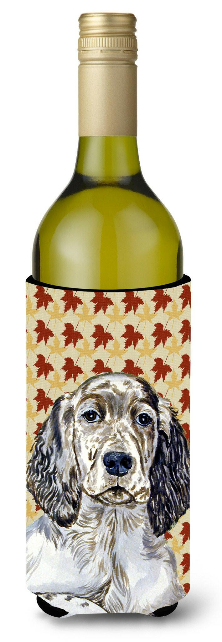 English Setter Fall Leaves Portrait Wine Bottle Beverage Insulator Beverage Insulator Hugger by Caroline's Treasures