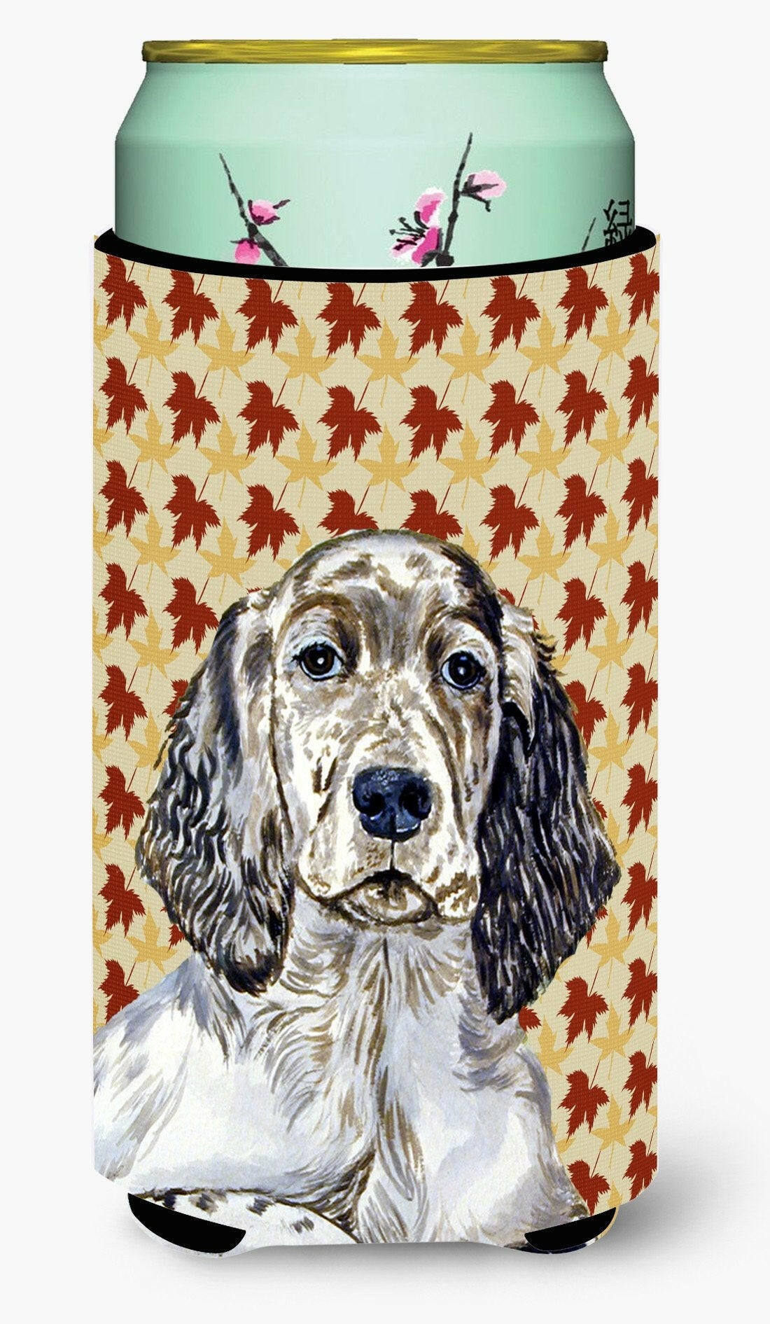 English Setter Fall Leaves Portrait  Tall Boy Beverage Insulator Beverage Insulator Hugger by Caroline's Treasures