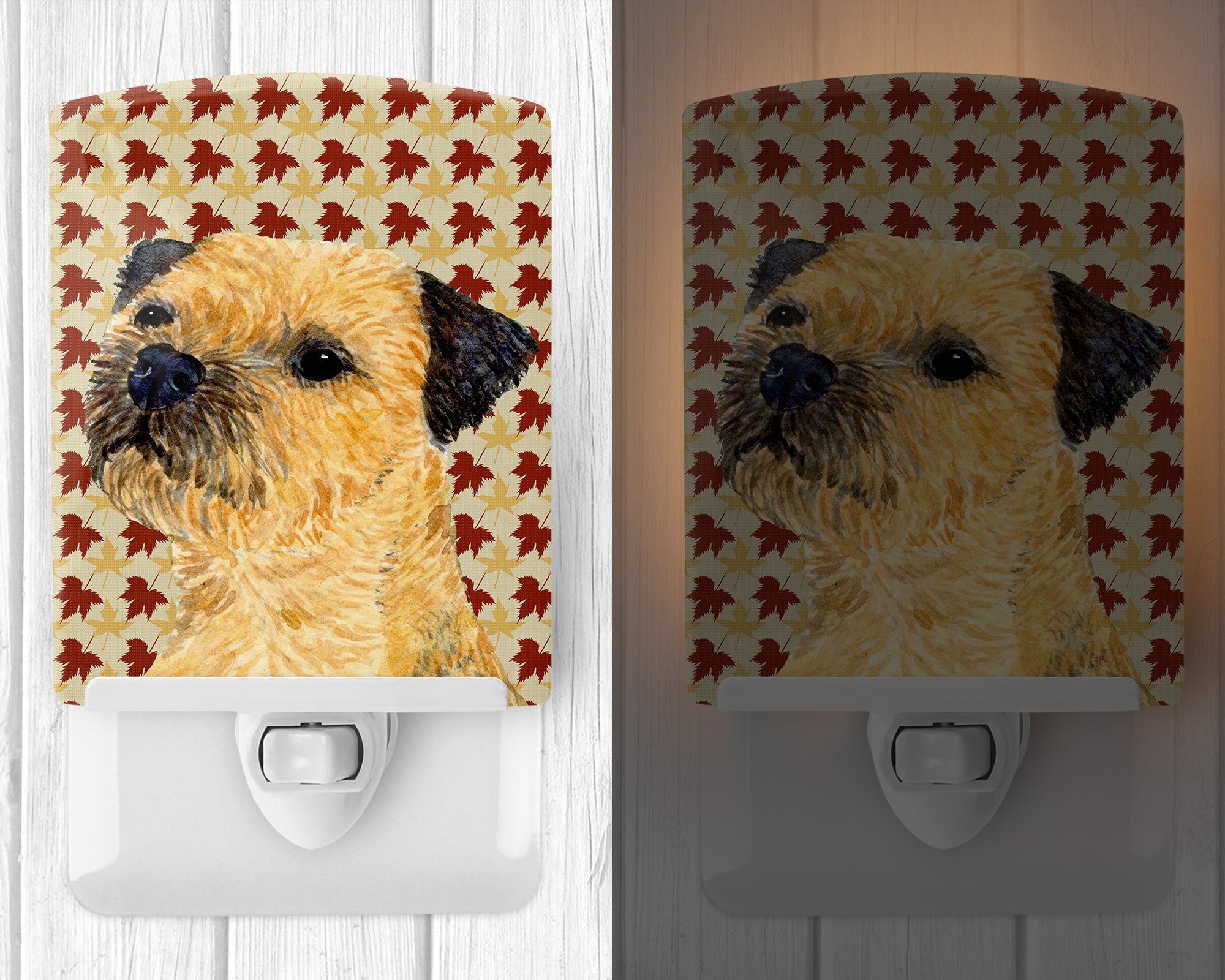 Border Terrier Fall Leaves Portrait Ceramic Night Light LH9098CNL - the-store.com