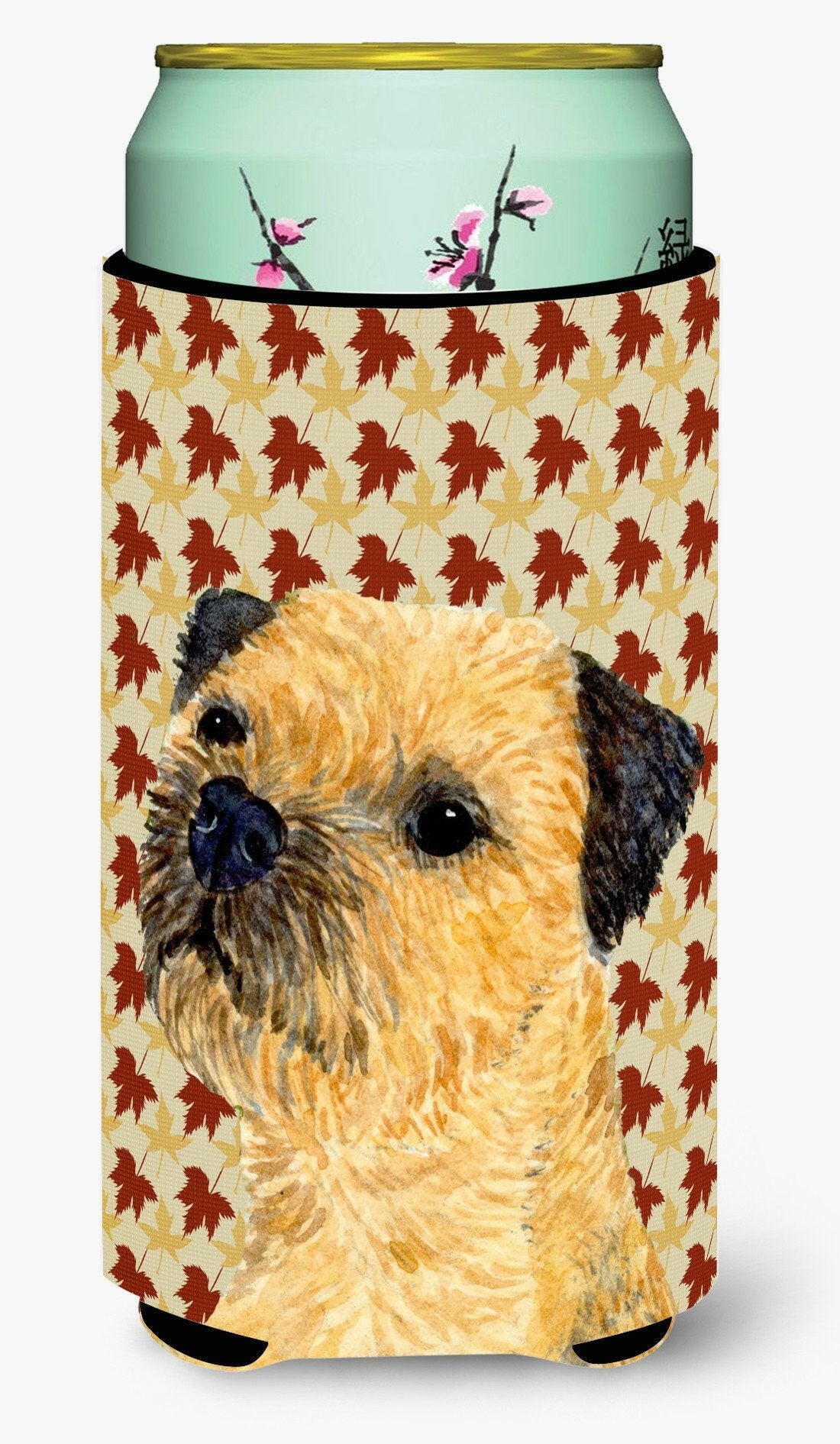 Border Terrier Fall Leaves Portrait  Tall Boy Beverage Insulator Beverage Insulator Hugger by Caroline&#39;s Treasures