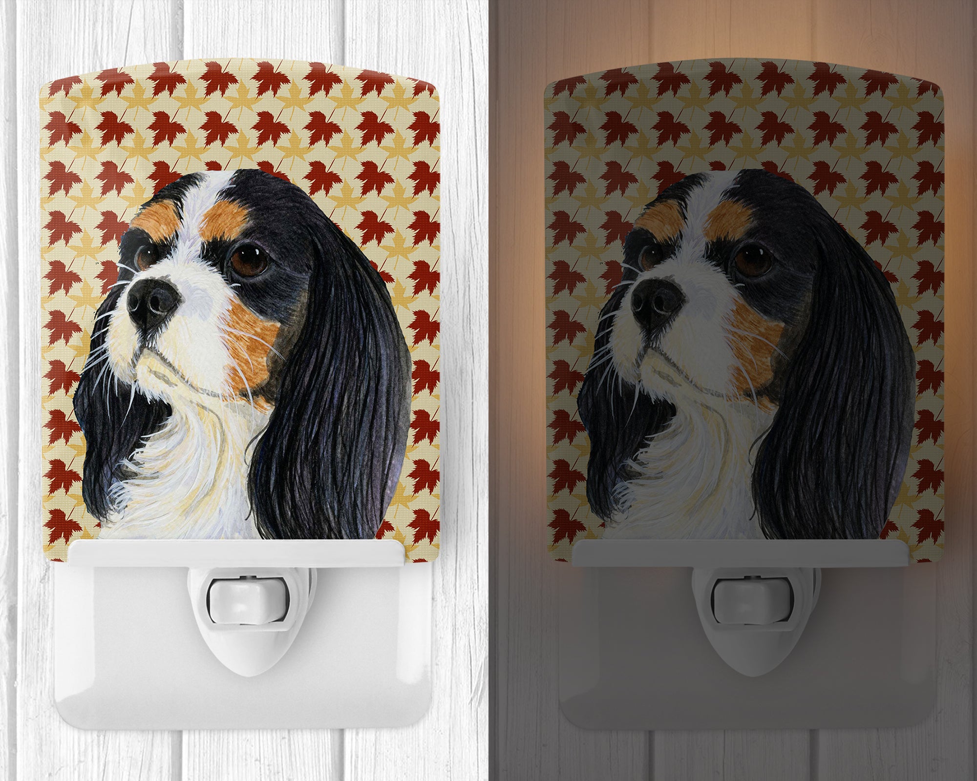 Cavalier Spaniel Fall Leaves Portrait Ceramic Night Light LH9099CNL - the-store.com