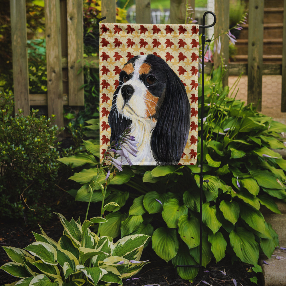 Cavalier Spaniel Fall Leaves Portrait Flag Garden Size.