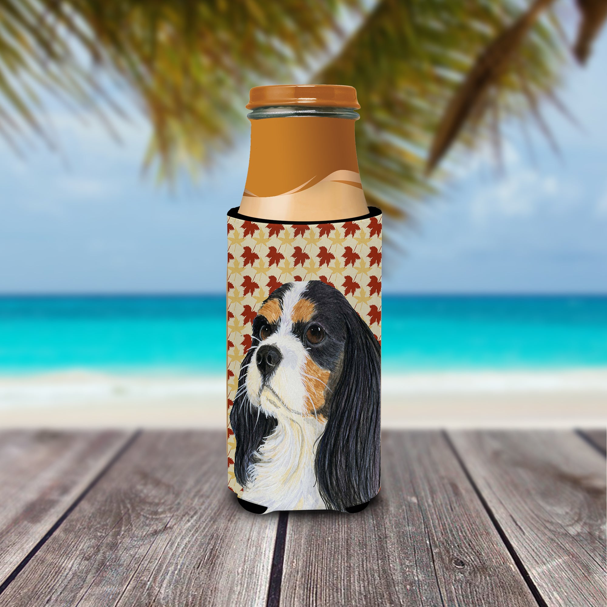 Cavalier Spaniel Fall Leaves Portrait Ultra Beverage Insulators for slim cans LH9099MUK.