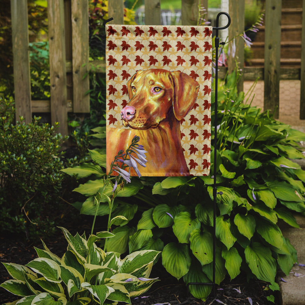 Vizsla Fall Leaves Portrait Flag Garden Size.