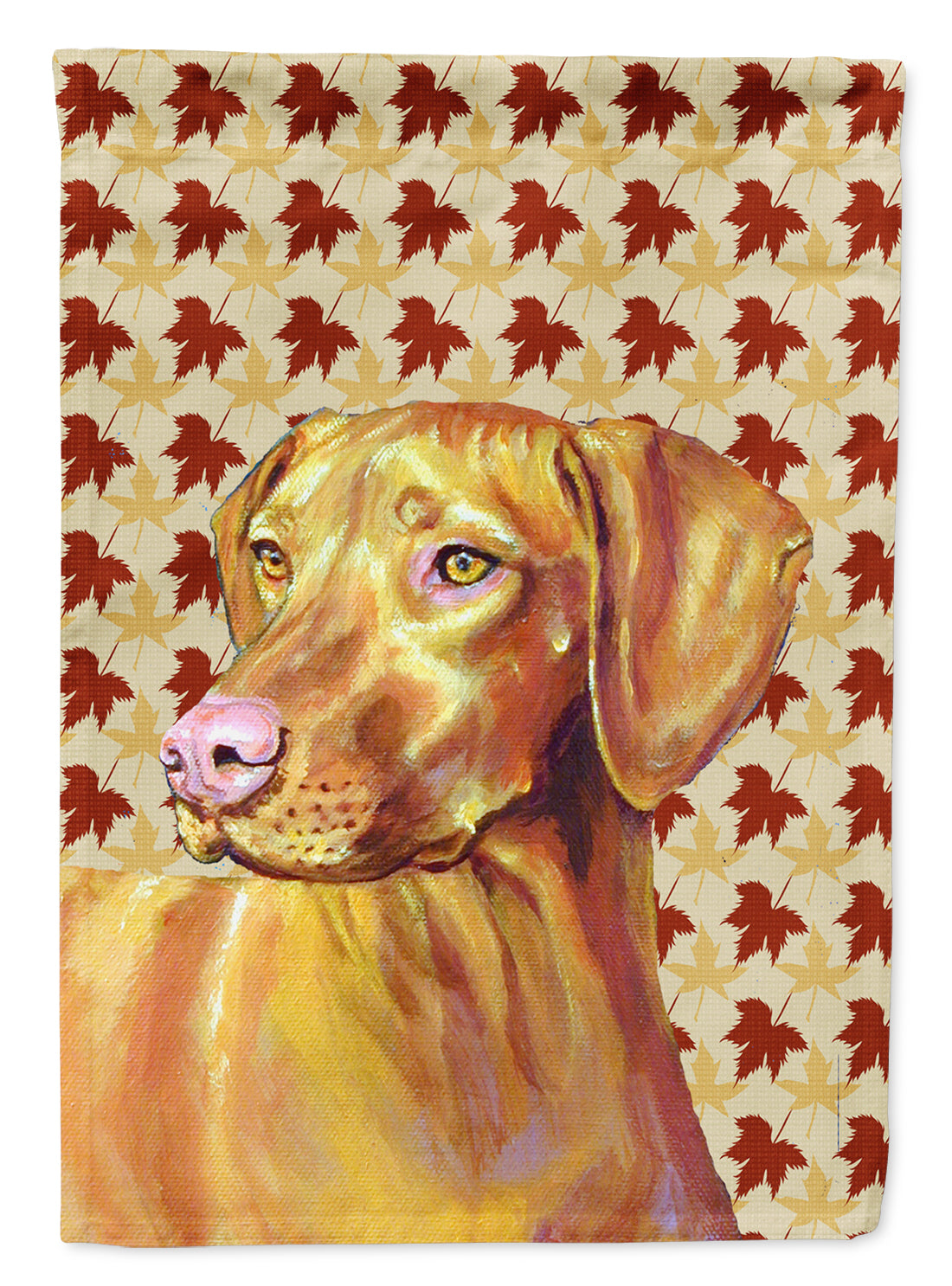 Vizsla Fall Leaves Portrait Flag Garden Size.