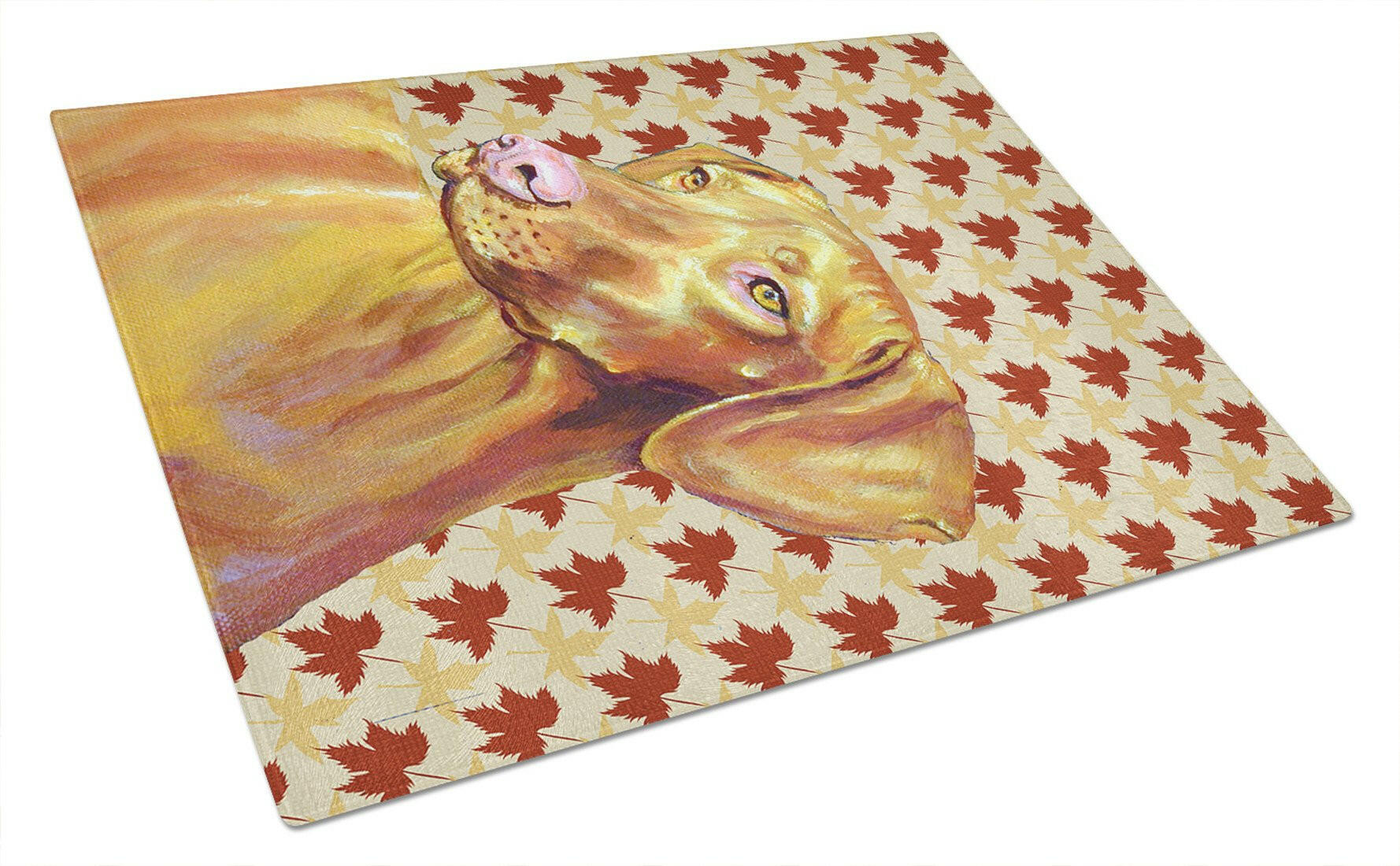 Vizsla Fall Leaves Portrait Glass Cutting Board Large by Caroline's Treasures