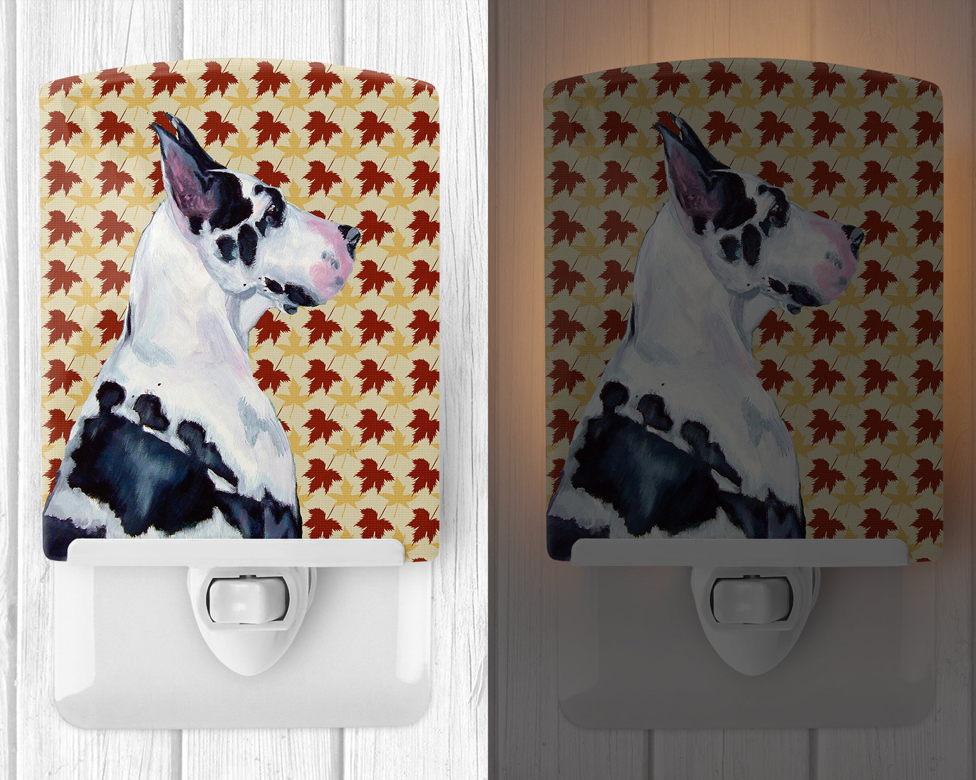 Great Dane Fall Leaves Portrait Ceramic Night Light LH9101CNL - the-store.com