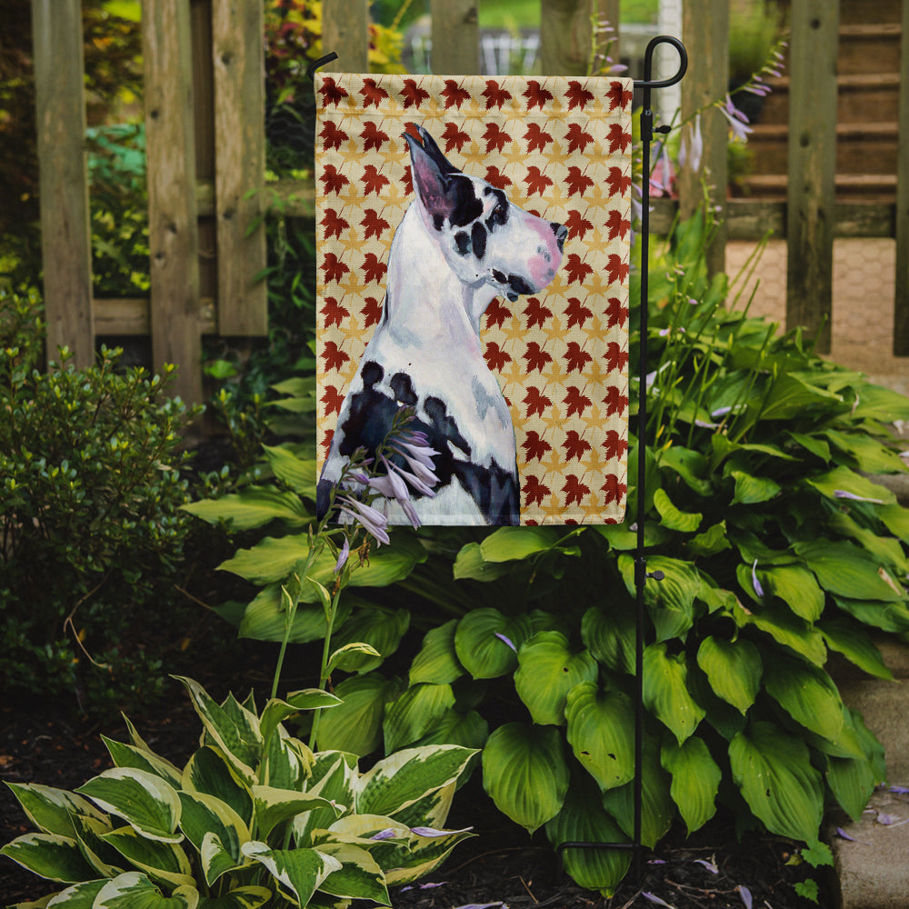 Great Dane Fall Leaves Portrait Flag Garden Size.