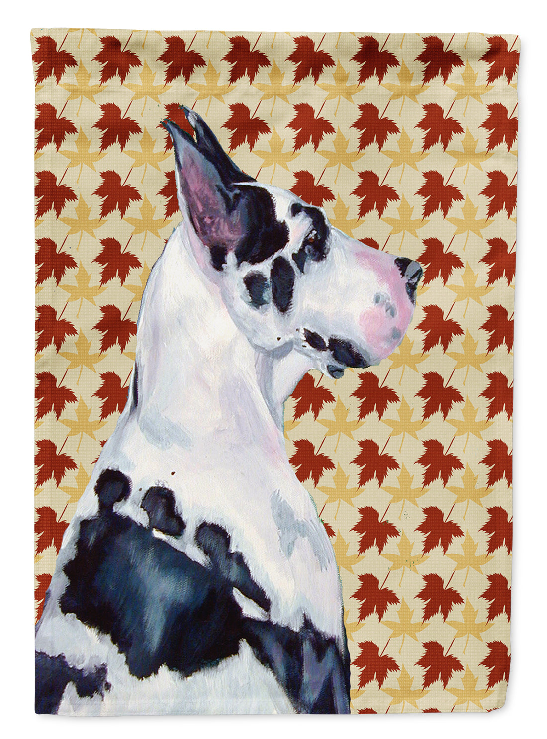 Great Dane Fall Leaves Portrait Flag Garden Size.