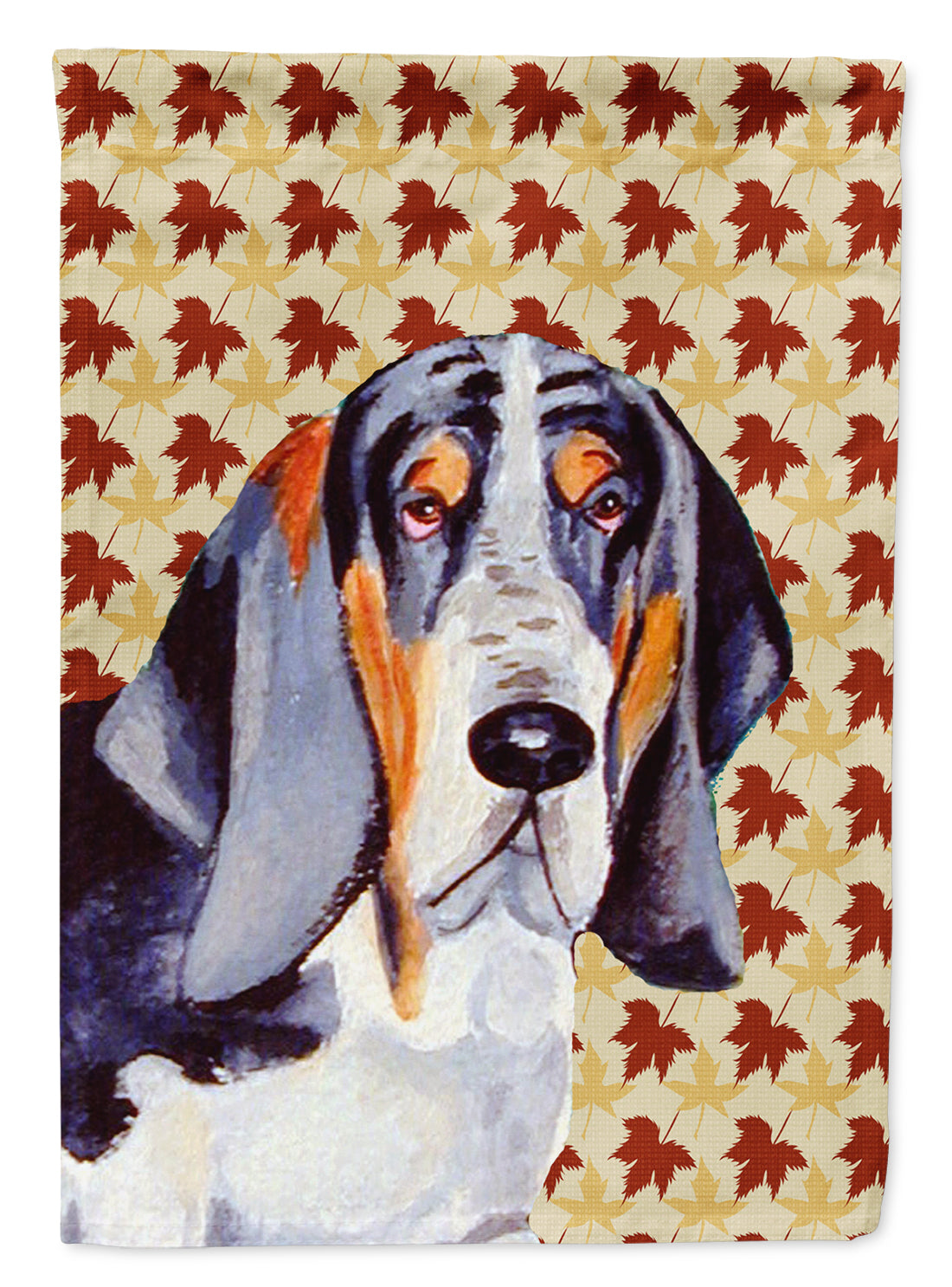 Basset Hound Fall Leaves Portrait Flag Canvas House Size  the-store.com.