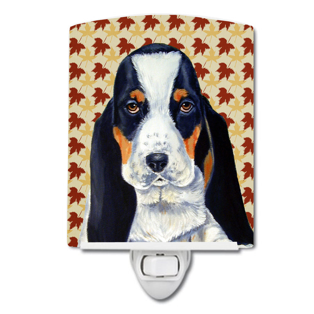 Basset Hound Fall Leaves Portrait Ceramic Night Light LH9104CNL - the-store.com