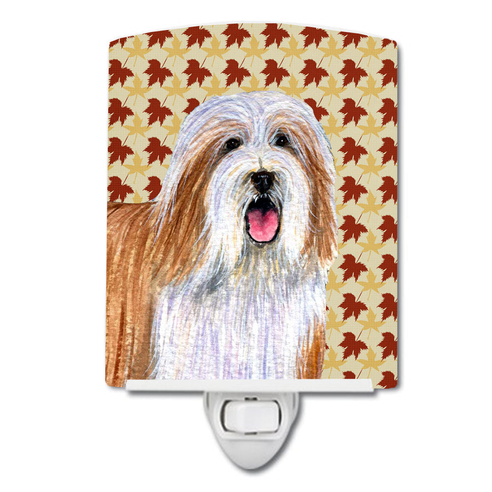 Bearded Collie Fall Leaves Portrait Ceramic Night Light LH9105CNL - the-store.com