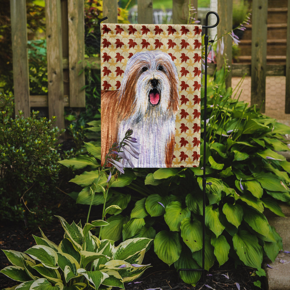 Bearded Collie Fall Leaves Portrait Flag Garden Size.