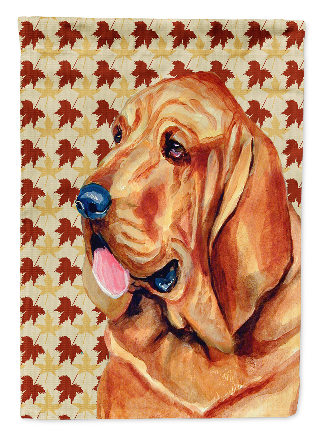 Bloodhound Fall Leaves Portrait Flag Canvas House Size  the-store.com.