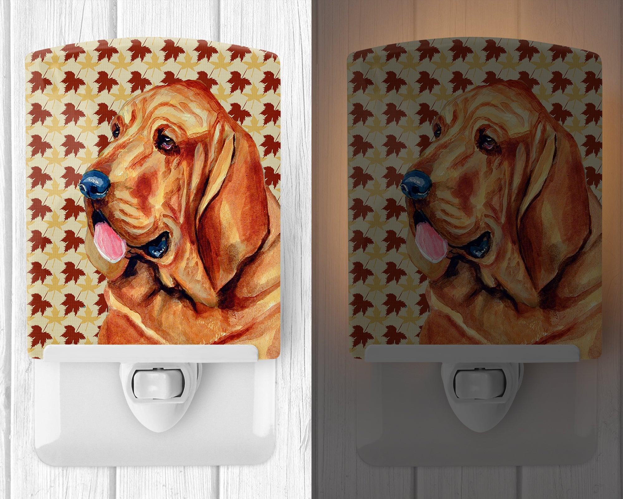 Bloodhound Fall Leaves Portrait Ceramic Night Light LH9106CNL - the-store.com