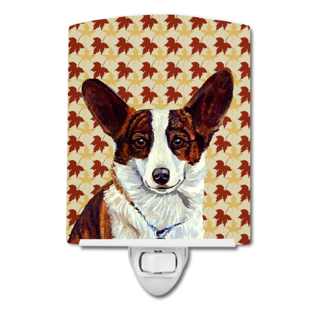 Corgi Fall Leaves Portrait Ceramic Night Light LH9108CNL - the-store.com