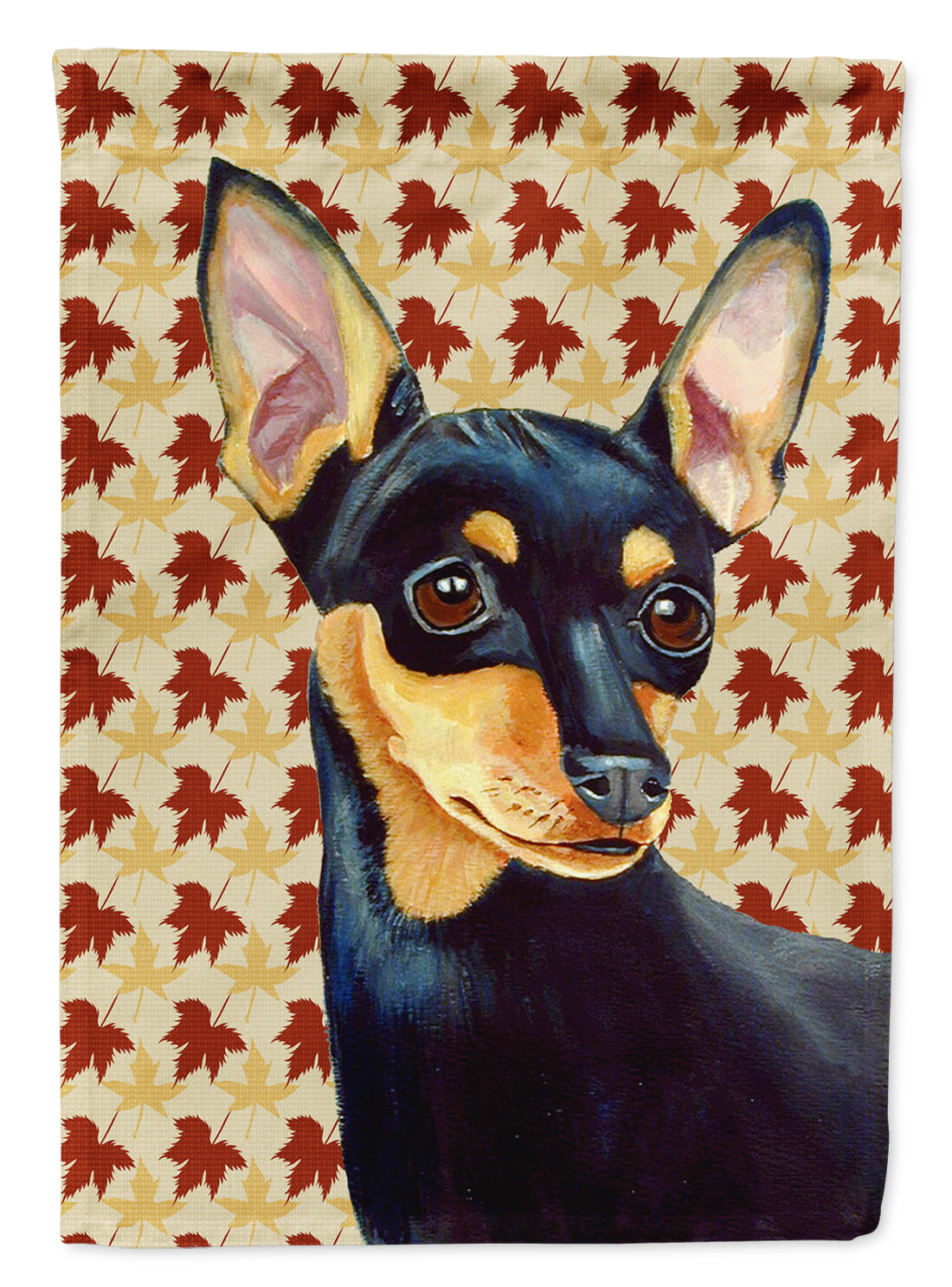 Min Pin Fall Leaves Portrait Flag Canvas House Size  the-store.com.