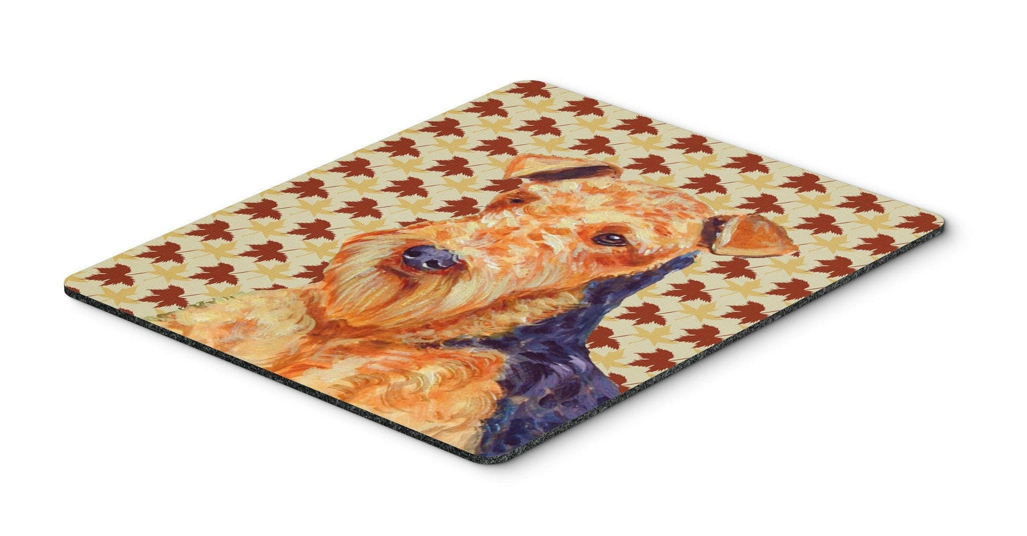 Airedale Fall Leaves Portrait Mouse Pad, Hot Pad or Trivet by Caroline's Treasures