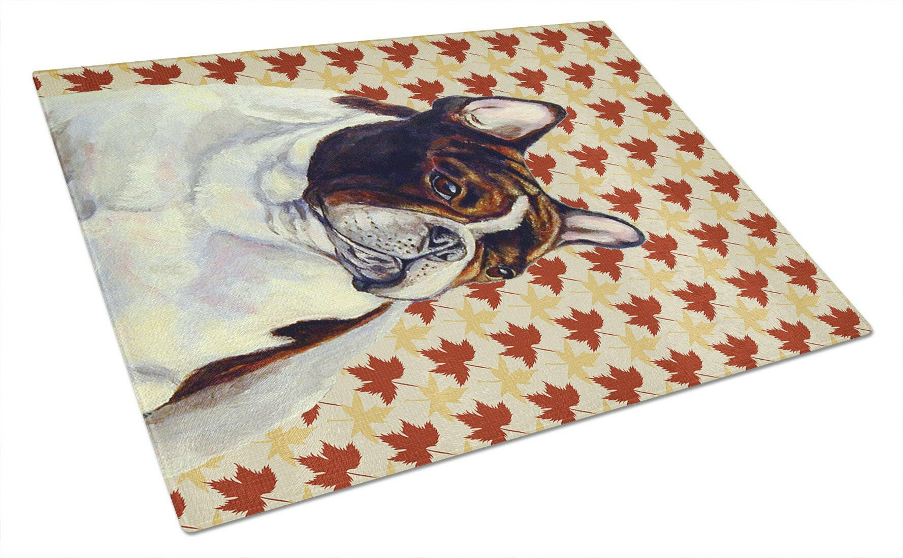 French Bulldog Fall Leaves Portrait Glass Cutting Board Large by Caroline's Treasures