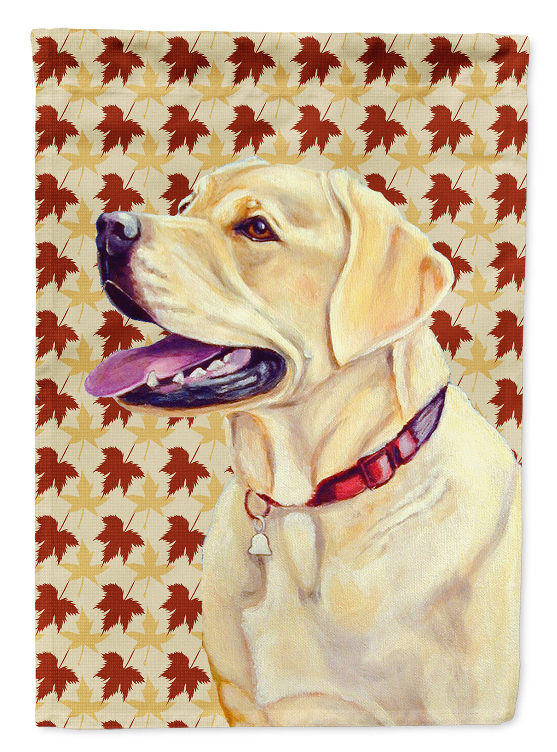 Labrador Fall Leaves Portrait Flag Garden Size.