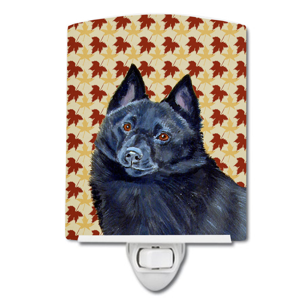 Schipperke Fall Leaves Portrait Ceramic Night Light LH9114CNL - the-store.com