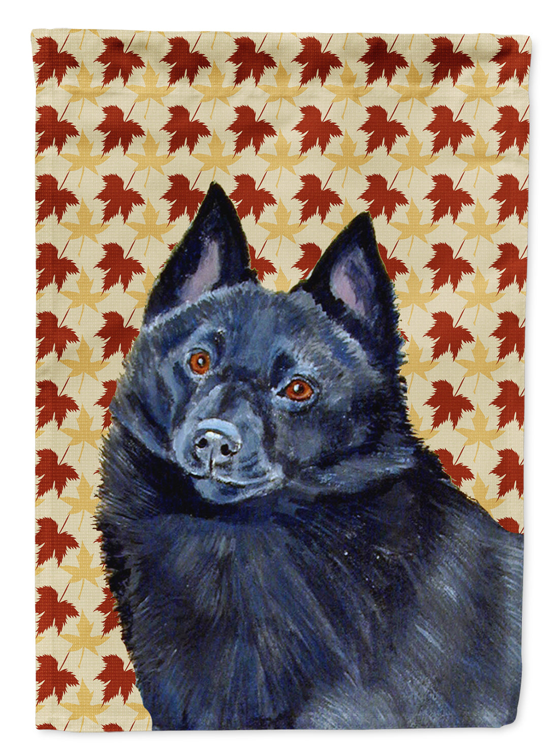 Schipperke Fall Leaves Portrait Flag Garden Size.