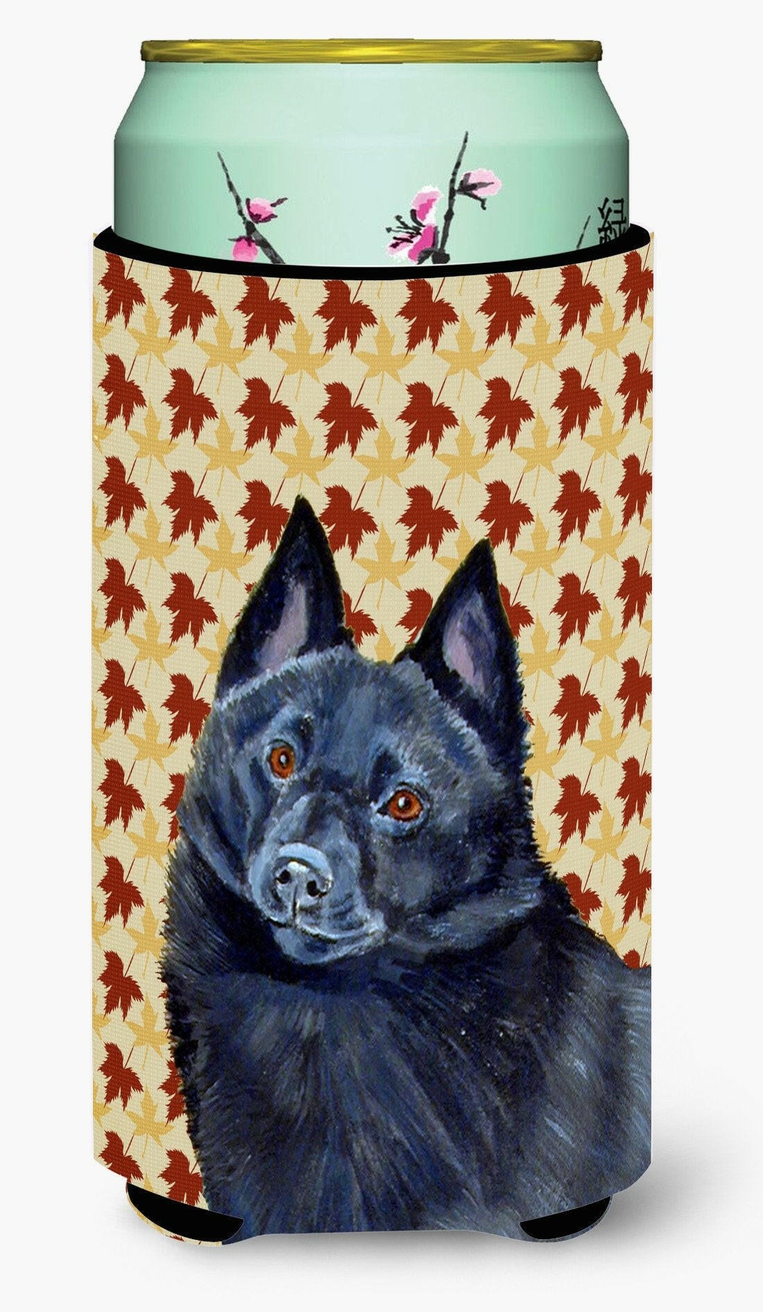 Schipperke Fall Leaves Portrait  Tall Boy Beverage Insulator Beverage Insulator Hugger by Caroline's Treasures