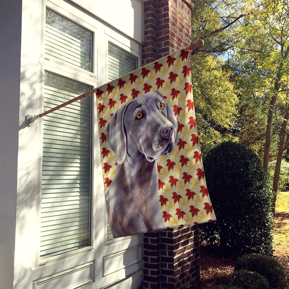 Weimaraner Fall Leaves Portrait Flag Canvas House Size  the-store.com.