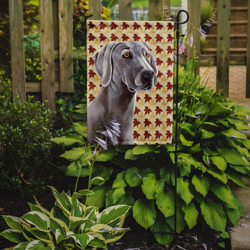 Weimaraner Fall Leaves Portrait Flag Garden Size.