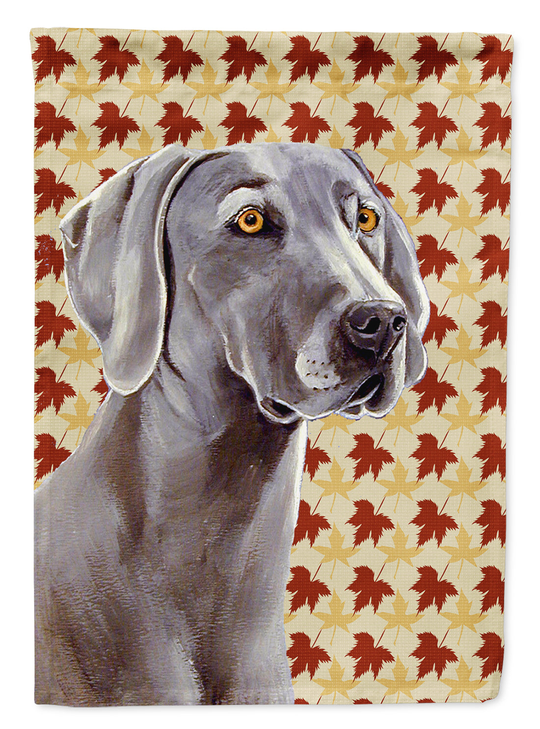 Weimaraner Fall Leaves Portrait Flag Garden Size.