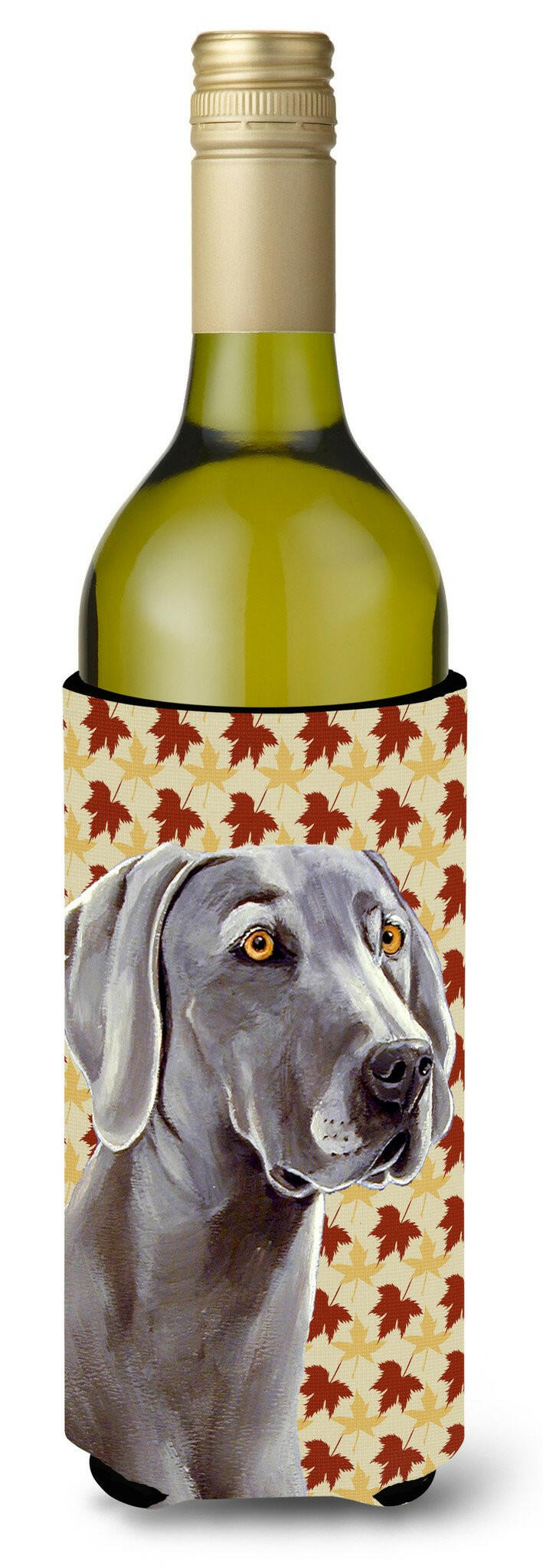 Weimaraner Fall Leaves Portrait Wine Bottle Beverage Insulator Beverage Insulator Hugger by Caroline's Treasures