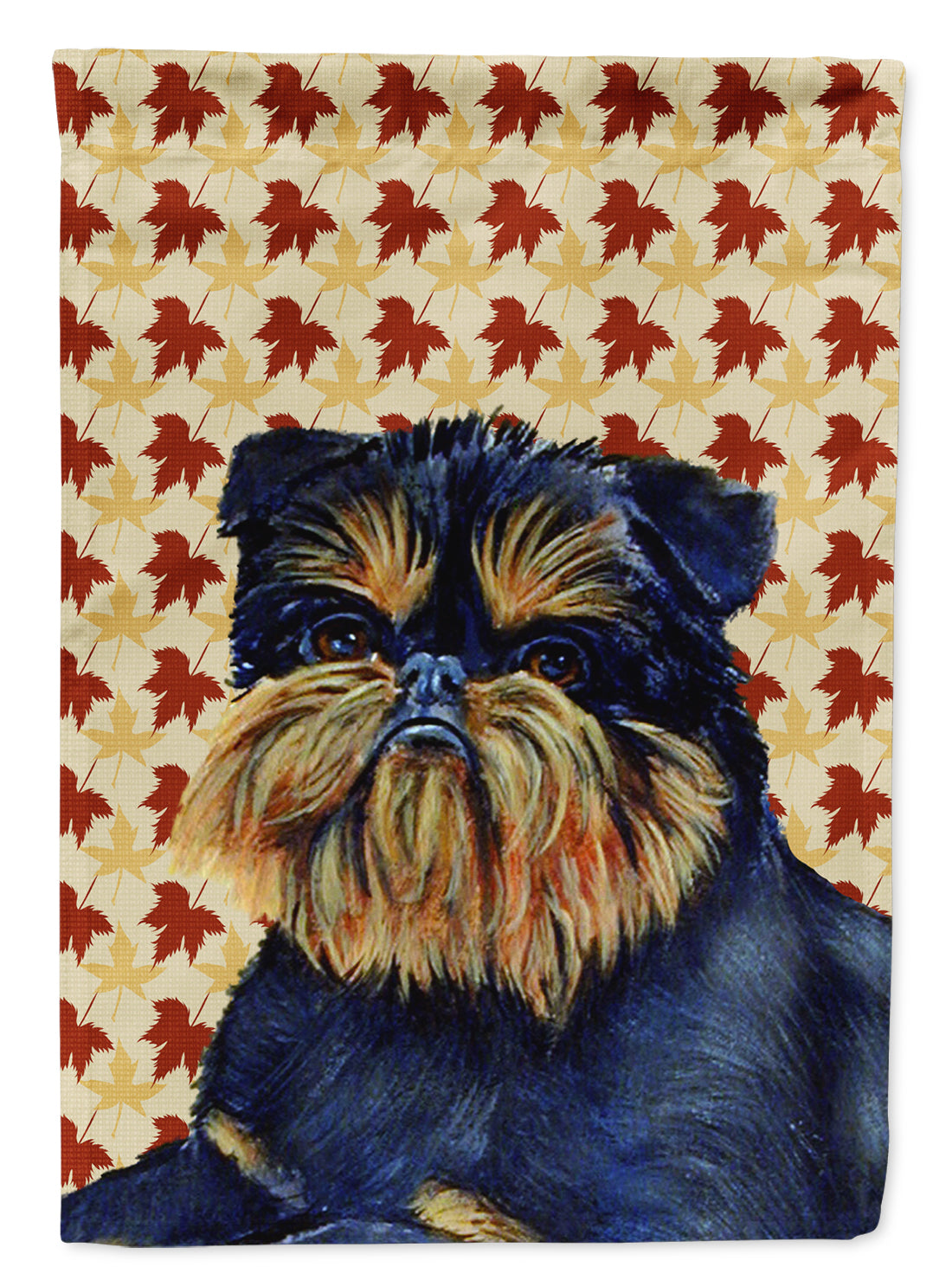 Brussels Griffon Fall Leaves Portrait Flag Garden Size.