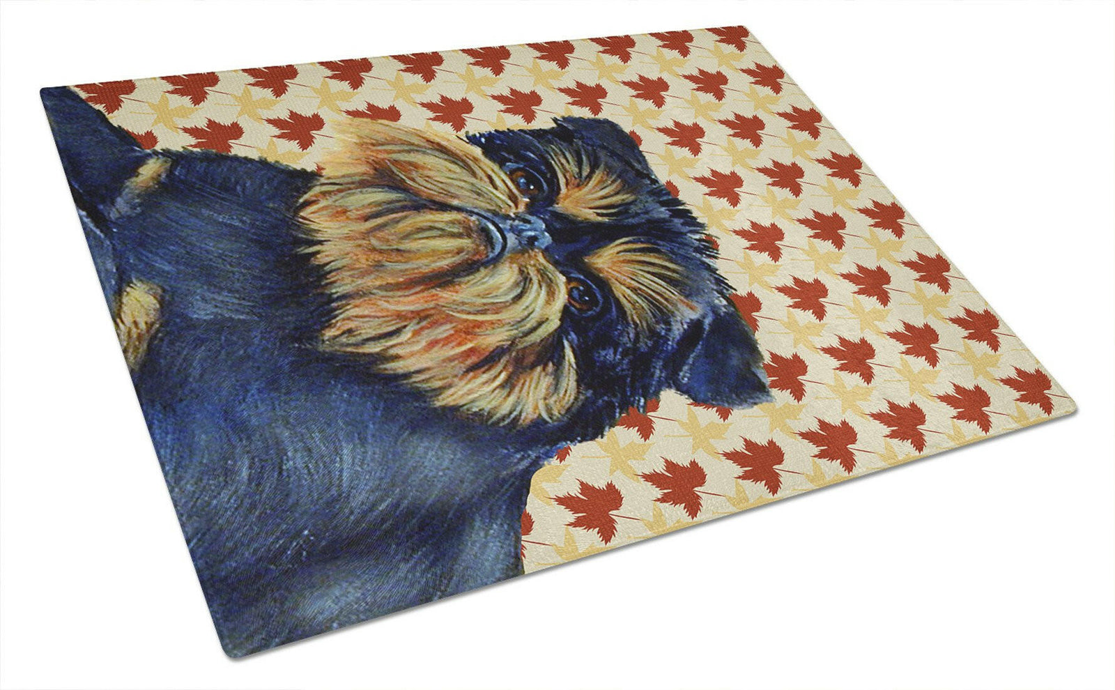 Brussels Griffon Fall Leaves Portrait Glass Cutting Board Large by Caroline's Treasures