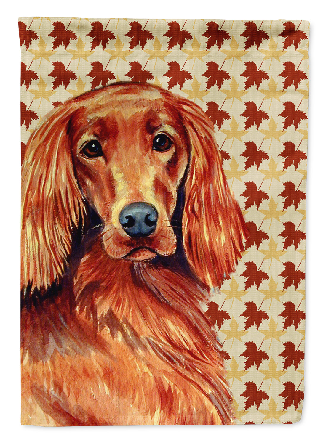 Irish Setter Fall Leaves Portrait Flag Canvas House Size  the-store.com.