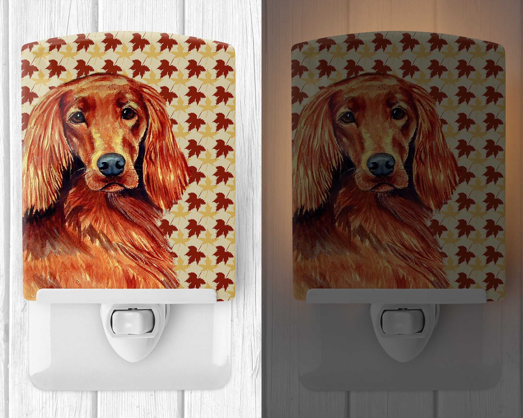 Irish Setter Fall Leaves Portrait Ceramic Night Light LH9119CNL - the-store.com