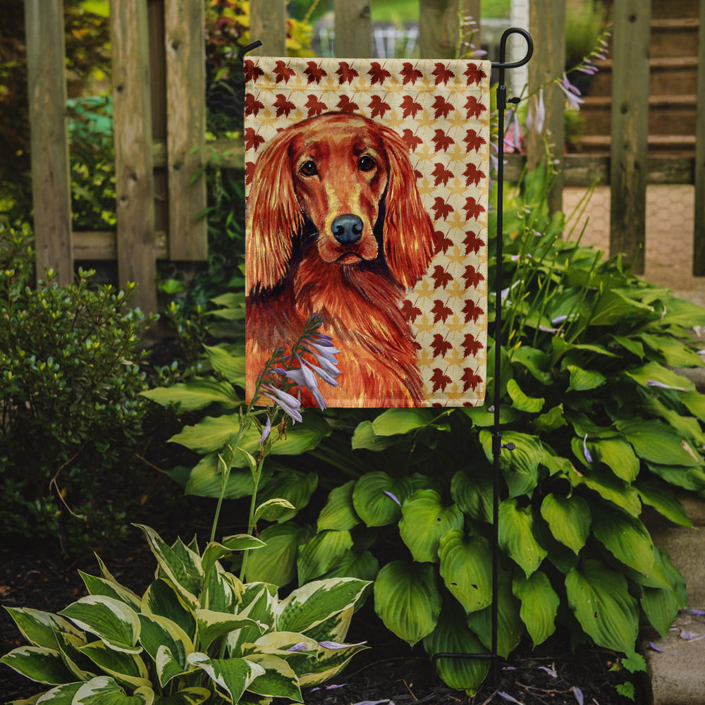 Irish Setter Fall Leaves Portrait Flag Garden Size.