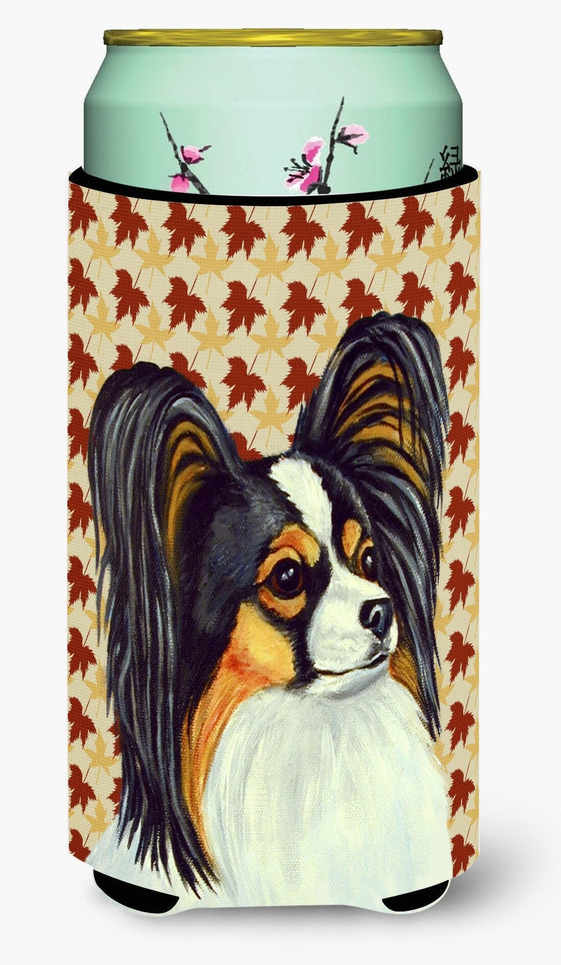 Papillon Fall Leaves Portrait  Tall Boy Beverage Insulator Beverage Insulator Hugger by Caroline's Treasures