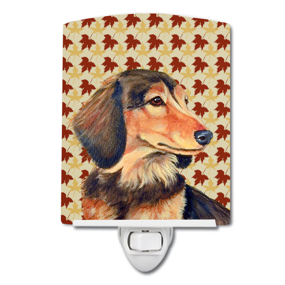 Dachshund Fall Leaves Portrait Ceramic Night Light LH9121CNL - the-store.com